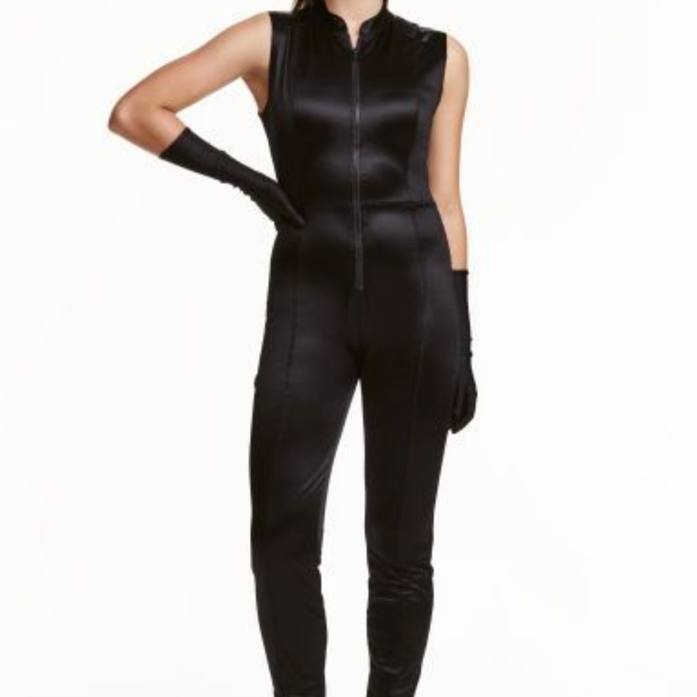 H&M Divided Black Front Zip Jumpsuit